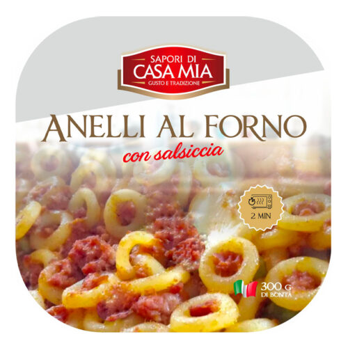 Anelli al forno con salsiccia
