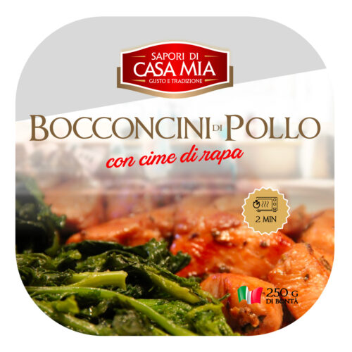 Bocconcini di pollo con cime di rapa