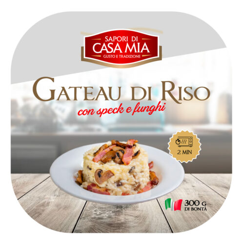 Gateau di riso con provola speck e funghi