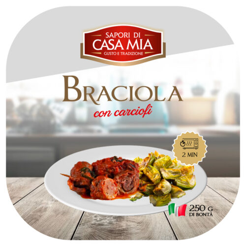 Braciola al sugo con contorno di carciofi trifolati