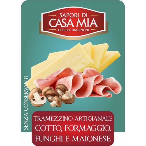 Prosciutto cotto, formaggio, funghi e maionese