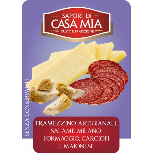 Salame milano, formaggio, carciofi e maionese